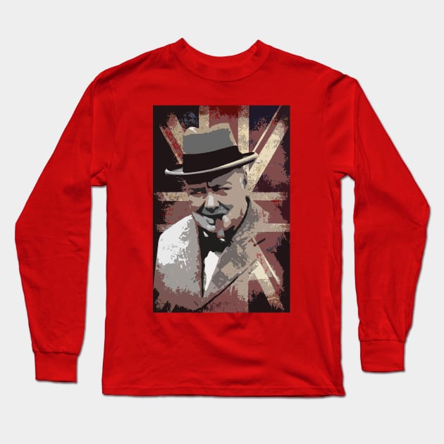 Sir Winston Churchill Long Sleeve T-Shirt by oryan80